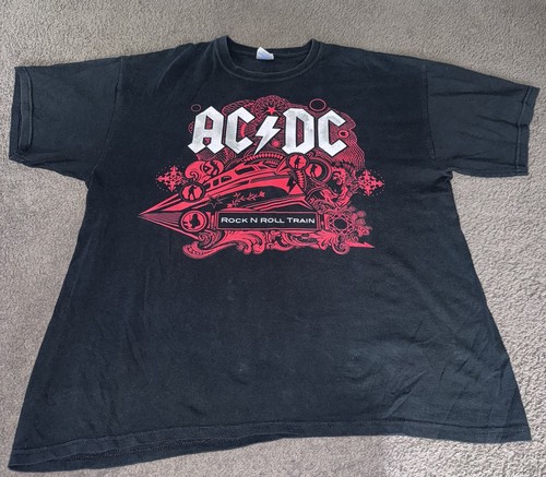 AC/DC Rock And Roll Train Black Ice 2010 Tour Concert T-Shirt Size XL ...