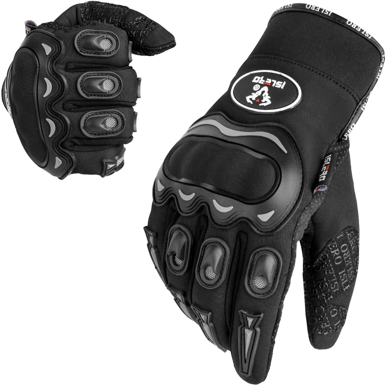 Islero Motorcycle Gloves for Men & Women, Touchscreen Breathable L, Black