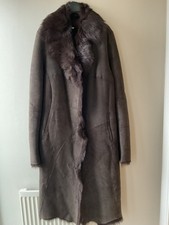 JOHN ROCHA BROWN REAL TOSCANA SHEEPSKIN WATERFALL  LONG COAT UK 16