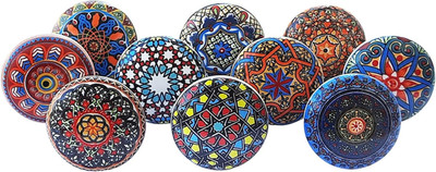 Vintage Multicolor Painted Ceramic Pull Knobs for Kitchen Cabinet, Door & Drawer