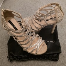 Dune Black Sand Oakland Taupe Diamanté Strappy Platform Heels Size 6