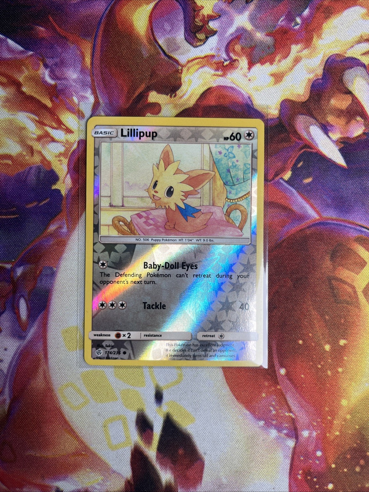 Pokemon LILLIPUP 174/236 Cosmic Eclipse Rev Holo - MINT