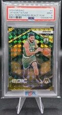 2024 Panini Mosaic Jayson Tatum Epic Performers Reactive Yellow /99 PSA 9 #4...
