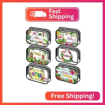 Capoda 6 Pcs Hawaiian Makeup Bags Gifts Aloha Cosmetic Bags Waterproof PVC Summe