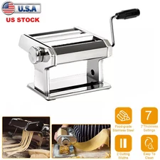 Manual Pasta Maker Machine Pasta Roller and Cutter Adjustable Thickness Settings