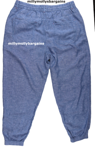 Womens Marks & Spencer Blue Linen Tapered Trousers Size 20 Petite LABEL FAULT - Picture 5 of 8