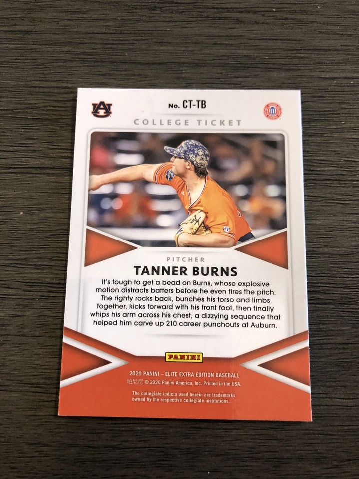 2020 Panini Elite Extra Edition-Tanner Burns College Ticket #CT-TB - Image 2 of 2