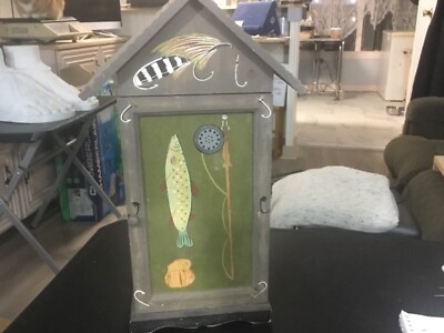 Wood Fishing Themed (2) Shelf Hut Decorative Display Piece 