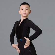 New Long Sleeve Kids Latin Dance T Shirt Shoulder Hole Latin Dancing Clothes
