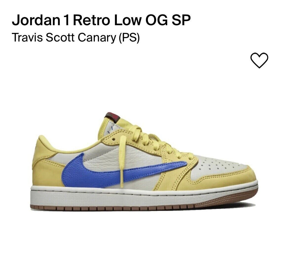 Travis Scott x Air Jordan 1 Retro OG SP Low Canary Kids Travis Scott x Air Jordan 1 Retro OG SP Low Canary Kids