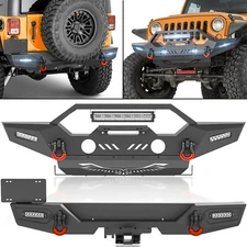 Front /Rear Bumper W/ License Plate Frame For 07-2017 2018 Jeep Wrangler JK JKU