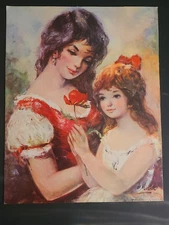 Makk Mother & Child Mid Century Textured Heavy Cardboard Litho Print 11 x 14 USA