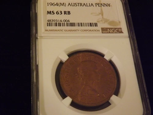 1964 M     Penny   Australia      NGC   MS 63 RB