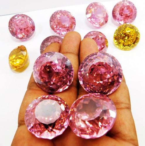 Natural 2000Ct Cambodian MIX Zircon Round Cut Loose Gemstone CERTIFIED12PCS LOT - Picture 7 of 8