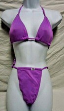 Purple Thong Bikini Swimsuit SZ SM Women's No Padding NWOT 36