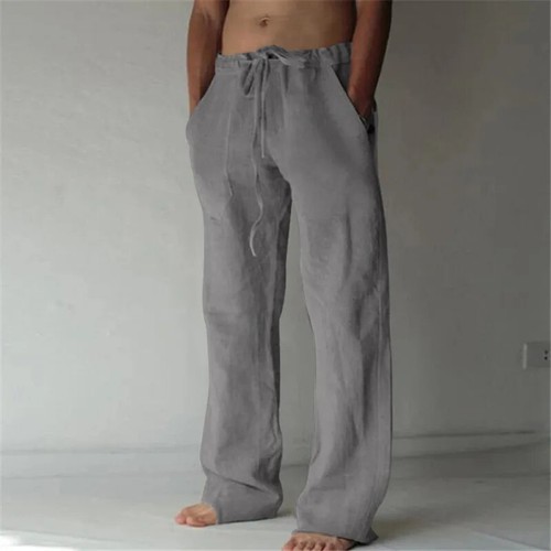 2025 New Men's Cotton Linen Pants Male Autumn New Breathable Solid Color - Picture 16 of 30