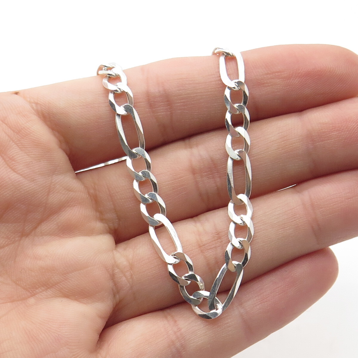 925 Sterling Silver P.LUX Italy Figaro Chain Necklace 22