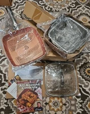 NEW Copper chef 5pc Cookware set 9.5" Fryer Pan Skillet Steamer Basket Cookbook