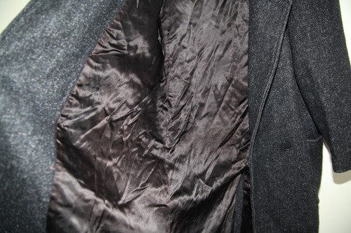 Vintage Alan Michaels Canada Gray Wool Tweed Overcoat 36, Single Breasted - Picture 21 of 24