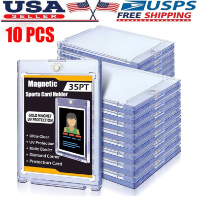 25/30 PACK Magnetic Trading Sports Card Holders 35pt One-Touch UV