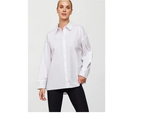 Carbon38 Womens M medium Long Sleeve button up white Oversized Shirt - Picture 3 of 4