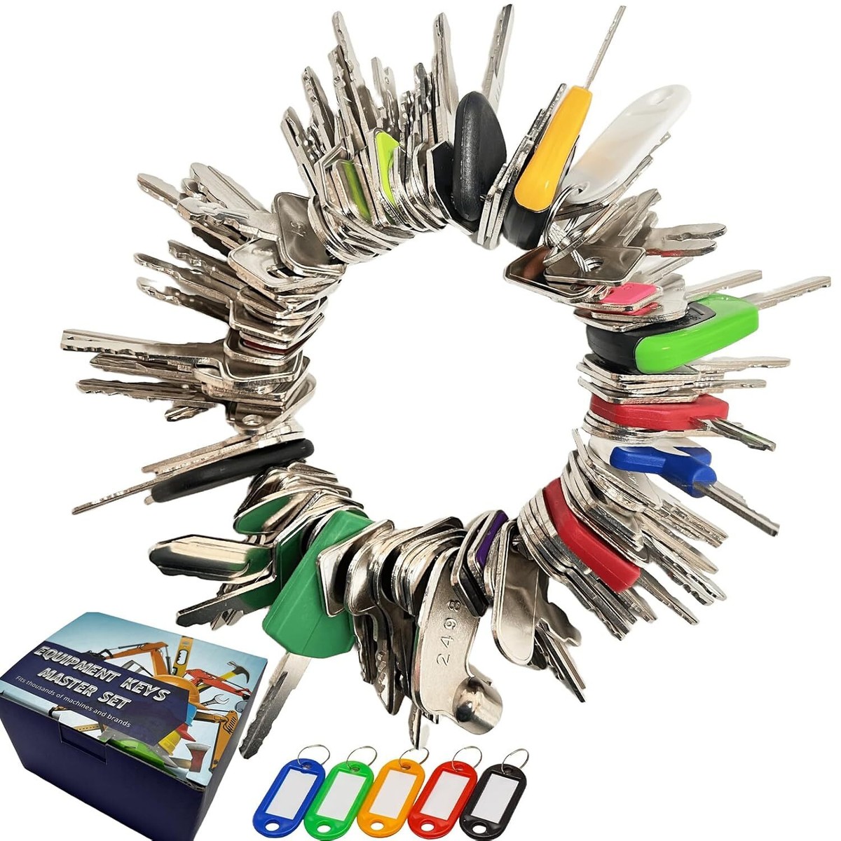 55-Piece Heavy Equipment Key Master Set – Fits CAT, John Deere, Komatsu, Volvo, JCB, Kubota, Case, & More – Ignition Keys For Excavators, Loaders, Tractors