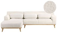 3-Sitzer Ecksofa L-Form Bouclé Weiß Mit Chaiselongue Rechts Mehrere Kissen Simos
