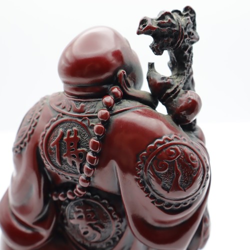 Chinese Red Resin Happy Laughing Buddha Figurine Statue-Heavy Weight - Picture 12 of 15