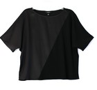 ALFANI Mixed Media Colorblocked Top Size Medium Deep Black Retail $69.50