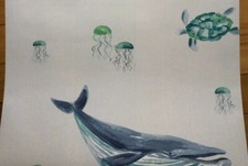 Laura Ashley Whales Seaspray Wallpaper Large Sample 53 x 30cm NEW ⭐️⭐️