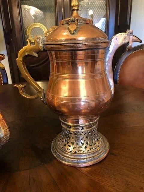 Antique 19th Century Brass and Copper Water Kettle Samovar - Image 2 of 4