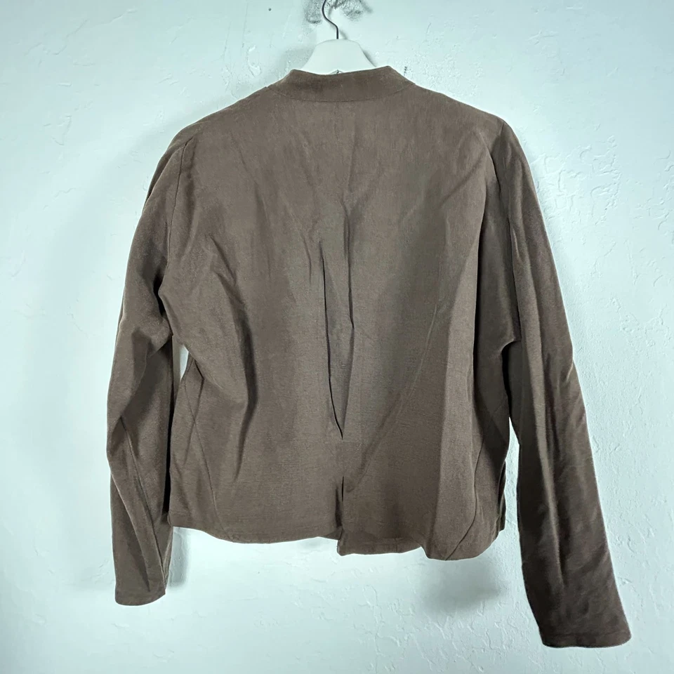 Chaqueta Blazer Babette Mujer Marrón Seda Lino Bolsillos Medianos Ligera EE. UU. Foto 2 de 4