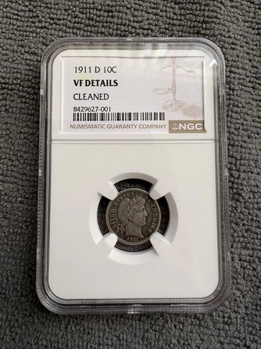 1911-D Barber Dime 10c NGC VF Details New Slab