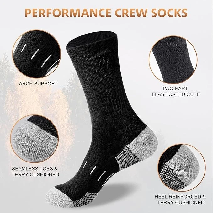 Calcetines de trabajo Niorasen para hombre 4 pares de algodón con puntera y talón reforzados deportivos Foto 4 de 4