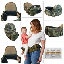 Tushbaby Hip Carrier Green Camo Adjustable Locking Waist Belt Baby Toddler Seat