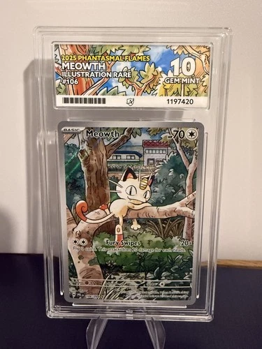 Pokemon Meowth 106 Phantasmal Flames illustration Rare ACE 10 Perfect Subs