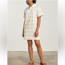 Everlane The Organic Cotton Striped Polo Dres beige and white size XXS new