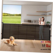 120" Extra Wide Retractable Baby Gates Mesh Gate, 42" Tall x 120" Wide Black