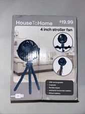 House to Home Stroller Fan With Tripod, 4 in, Navy