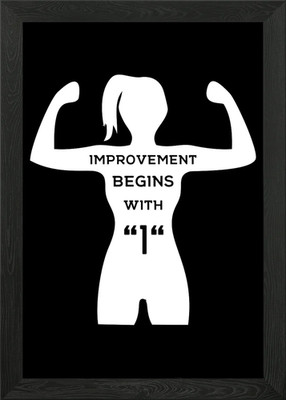 Improvement Begins With I Framed Wall Art Poster Canvas Print Picture