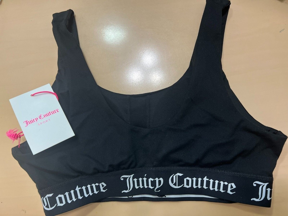 Juicy Couture women's Script logo Band Bra Bralette Black Large