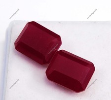 Natural CERTIFIED Red Ruby Mozambique 10.55 Ct Emerald Cut Loose Gemstone Pair