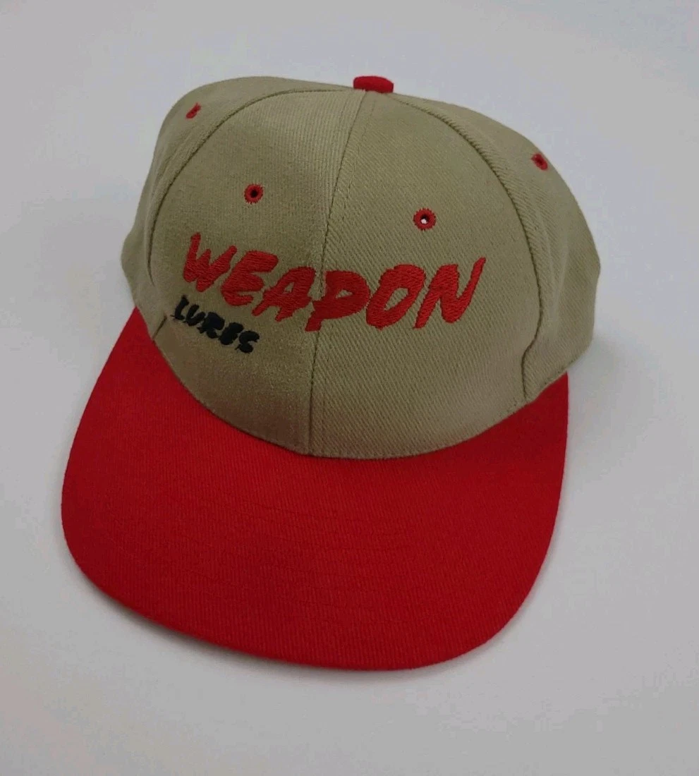 Vintage 90s Weapon Lures Embroidered Hat Vtg Fish Fishing Outdoor Sport USA Tan