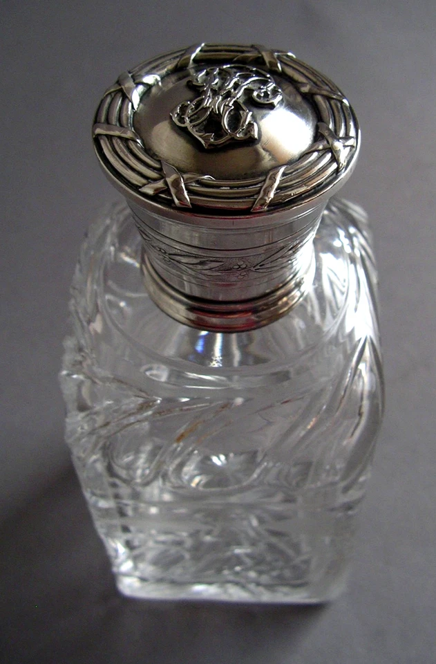 Frankreich Auguste Leroy + Baccarat Paris Jugendstil Flakon Silber Parfume flask - Bild 2 von 4