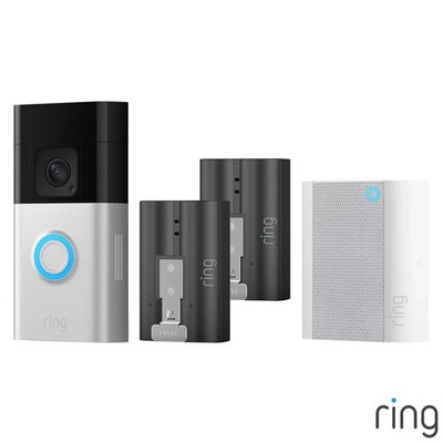 Ring Battery Video Doorbell Plus mit Glockenspiel & 2 Schnellspannbatterien