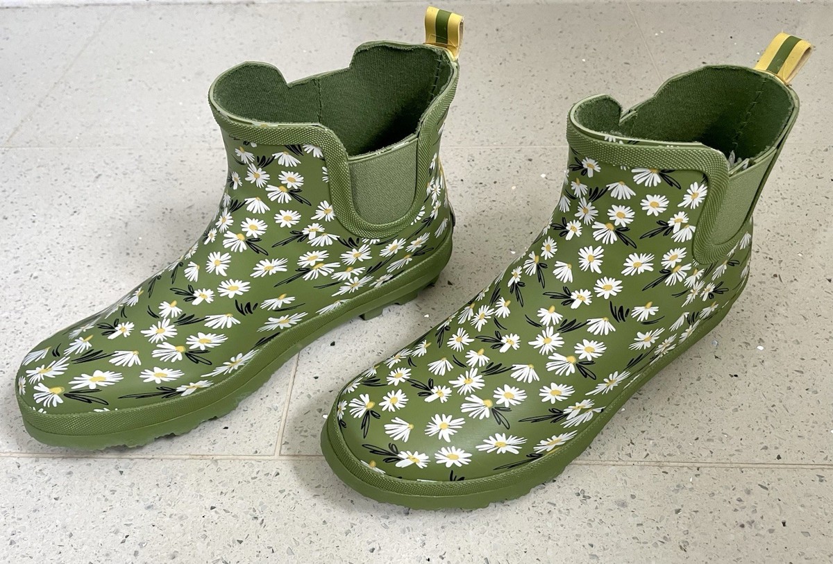 Welly Print Joules Green Floral Wellies Women's Daisy Print Green