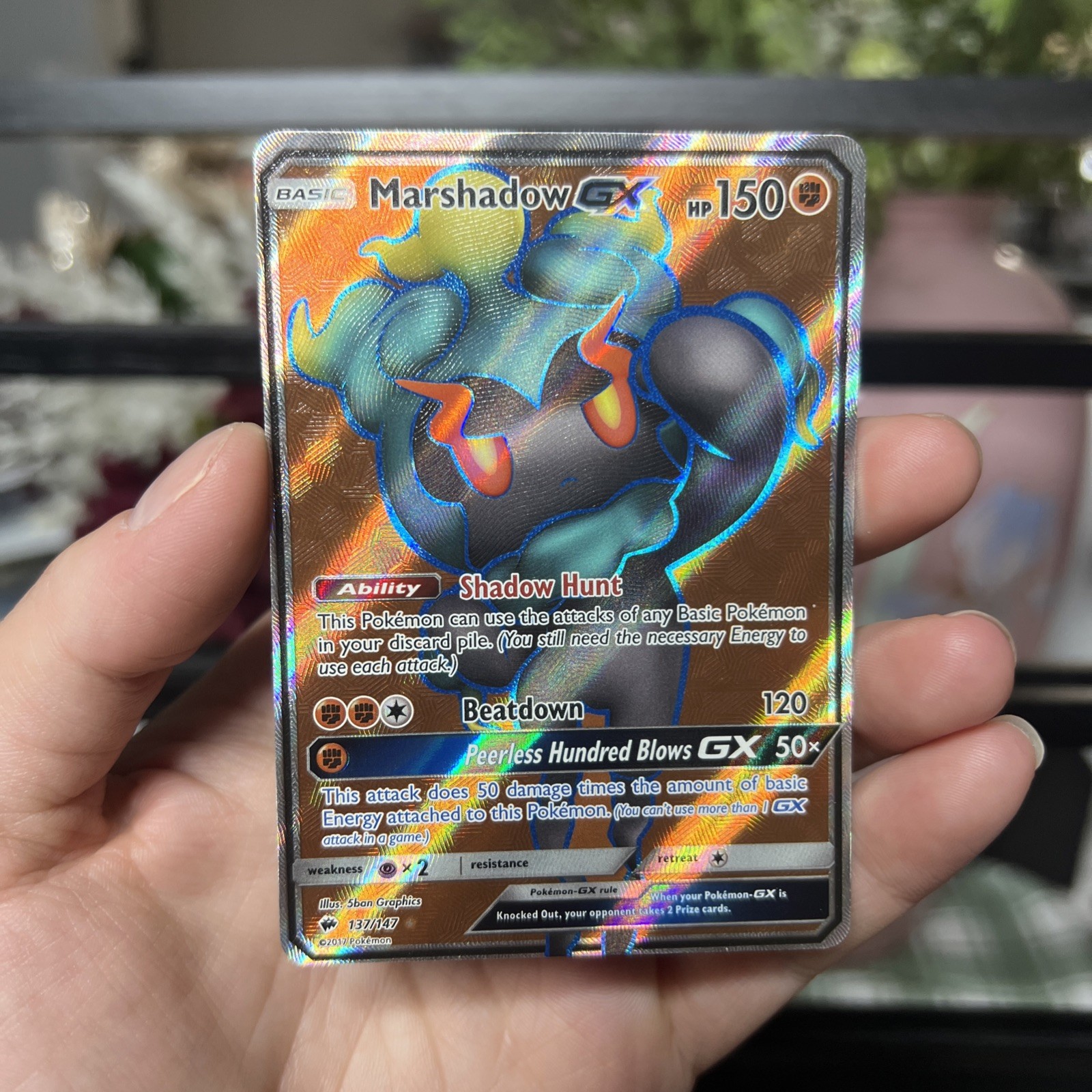 Marshadow GX 137/147 Full Art Sun And Moon Burning Shadows Holo Ultra Rare 