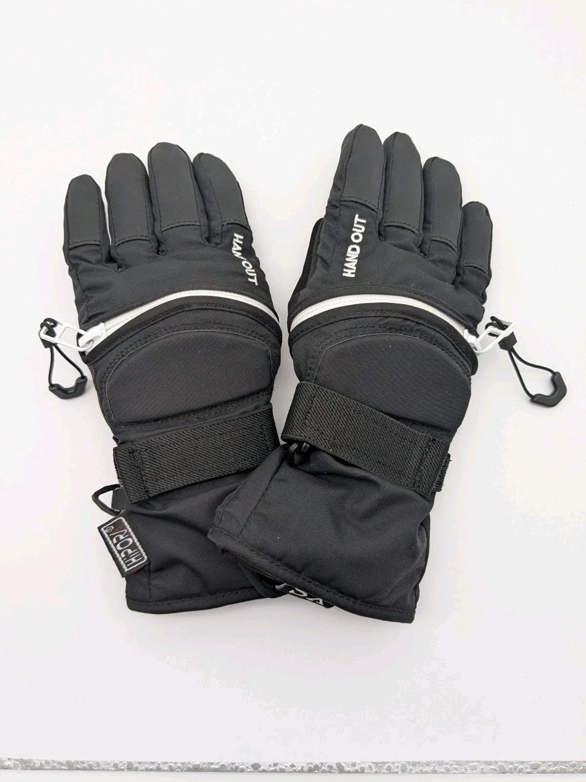 Hand Out Black Zippered Winter Ski Snow Snowboard Gloves Size XS EUC