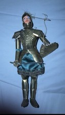 Vintage Knight Italian Sicilian Puppet Marionette Metal Armor Shield Sword Pupo