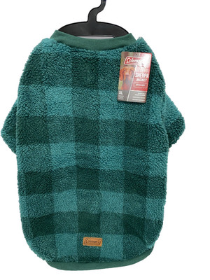 NEW Coleman Pet Sherpa Jacket Extra Soft Green Check Size XL